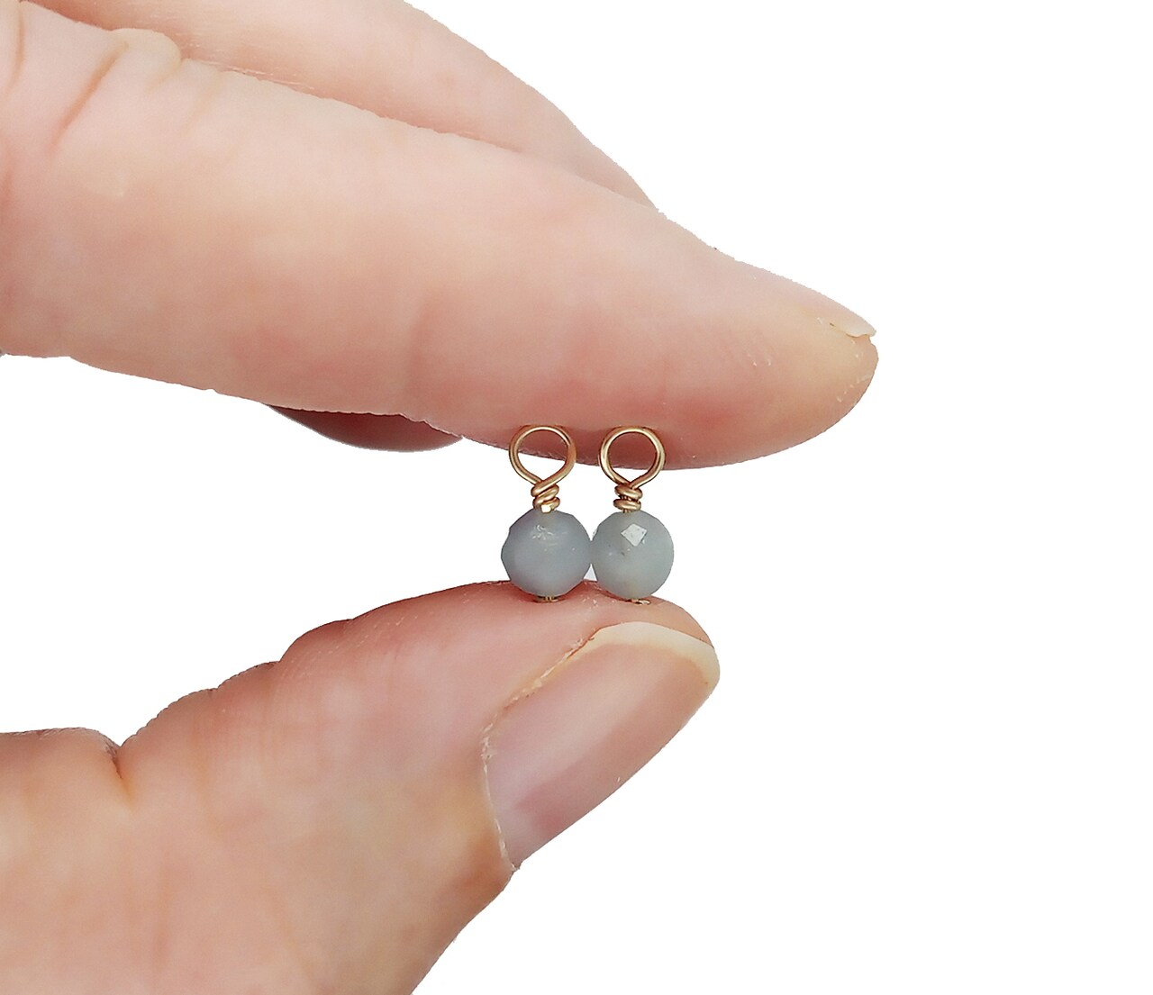 Tiny Aquamarine Charms with 14K Gold-Filled Wire, 2 pieces, Adorabilities